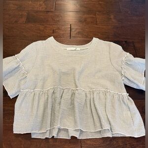 Green/white Striped White Altar’d State Top XL